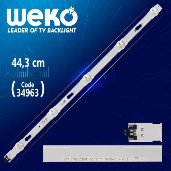 S_5U75_40_FL_R05_REV1.2 - LM41-00117B - LM41-00120R RİGHT V5DU-400DCB-R1 - 44.3 CM 5 LEDLİ - (WK-781) (K0)