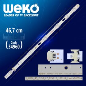 S_KU6K_43_FL30_L7_REV1.0 LM41-00268A - V6DU-430DCA-R2 - RIGHT - 46.7 CM 7 LEDLİ (WK-780) (K0)