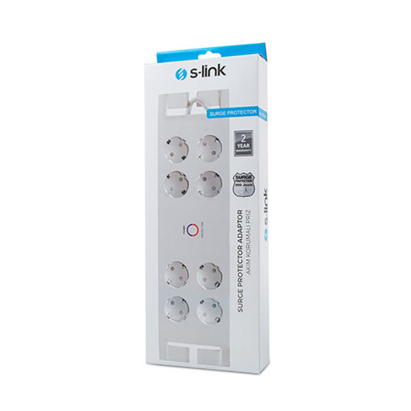 S-LINK SPG3080 2M 3G1.5MM2 900 JOULE 8Lİ AKIM KORUMALI BEYAZ PRİZ (K0) - Görsel 5