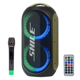 SHİLE SL-2019A EL MİKROFONLU-2 MİK GİRİŞ -2 GİTAR GİRİŞLİ KUMANDALI USB/SD/BT/FM IŞIKLI TAŞINABİLİR ŞARJLI SEYYAR ANFİ (K0)