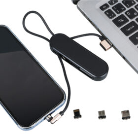 SİYAH 3İN1 (TYPE C- LİGHTNİNG- MİCRO USB) MANYETİK UÇ TAŞINABİLİR ŞARJ KABLOSU (K0)