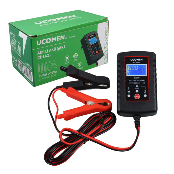 SİYAH 6/12V 2A LED GÖSTERGELİ AKÜ ŞARJ CİHAZI UC-C120201A (K0) - Görsel 3