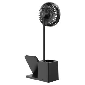 SİYAH TYPE-C  10W KABLOSUZ ŞARJ CİHAZI FANLI KALEMLİKLİ MASA LAMBASI SL-M9055 (K0)