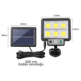 SOLAR PANELLİ HAREKET SENSÖRLÜ ÜÇ MODLU DUVAR LAMBASI (K0)