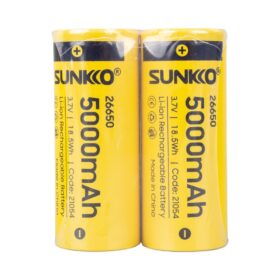 SUNKKO 3.7 VOLT 5000 MAH 26650 ŞARJ EDİLEBİLİR PİL (2Lİ PAKET) (K0)