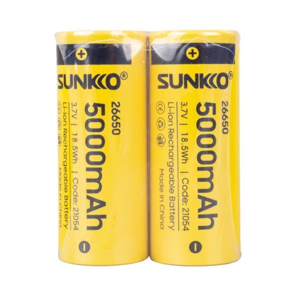 SUNKKO 3.7 VOLT 5000 MAH 26650 ŞARJ EDİLEBİLİR PİL (2Lİ PAKET) (K0) - Görsel 2