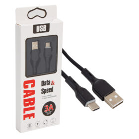 TYPE-C ŞARJ VE DATA KABLOSU 1 METRE 2 AMPER SİYAH KABLO (K0)