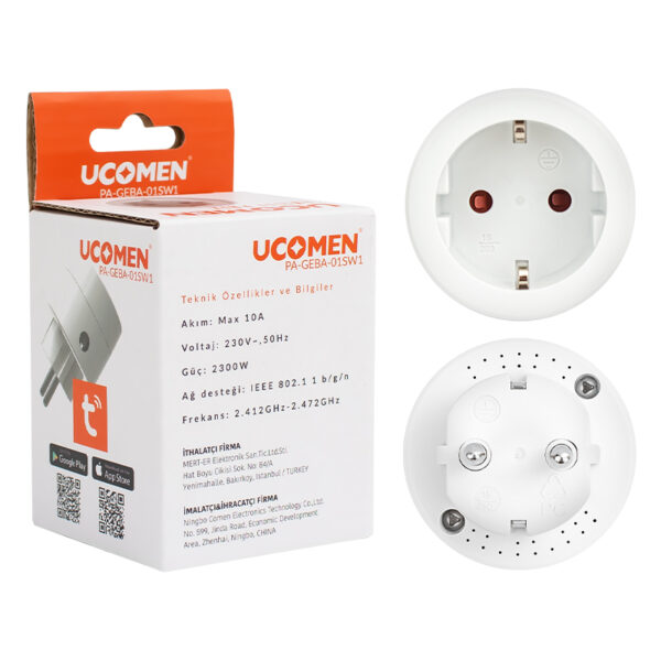 UCOMEN PA-GEBA-01SW 10 AMPER WİFİ TUYA DESTEKLİ AKILLI PRİZ (K0) - Görsel 3
