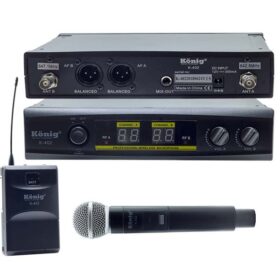 UHF/SABİT- ÇİFT KANAL 1 EL + 1 YAKA TELSİZ MİKROFON K-402 (K0)