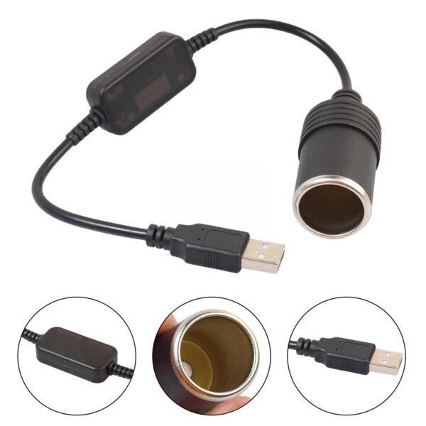 USB 2.0 5 VOLT - 2 AMPER TO 12 VOLT - 0.8 AMPER ÇAKMAK FİŞİ DİŞİ ÇEVİRİCİ (K0) - Görsel 2