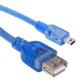 USB 5 PİN ERKEK-USB DİŞİ IPOD KABLOSU MAVİ ŞEFFAF 40 CM (K0)