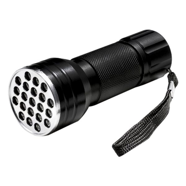 UV IŞINLI 21 LEDLİ 10 CM METAL KASA PİLLİ EL FENERİ (K0) - Görsel 2