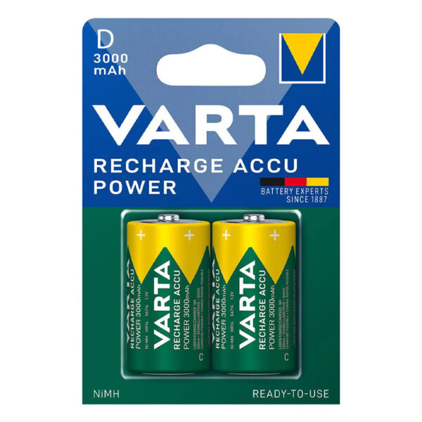VARTA 1.2 VOLT - 3000 MAH NI-MH BÜYÜK D BOY ŞARJLI PİL 2LI PAKET (K0)