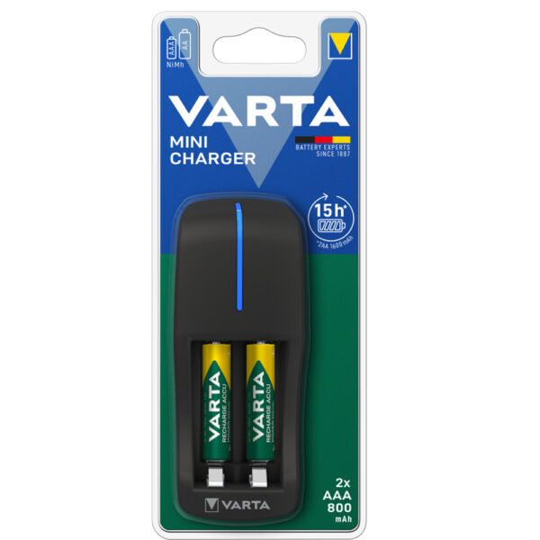 VARTA 57646 MİNİ CHARGER PİL ŞARJ CİHAZI + 2 ADET 800MAH AAA ŞARJ EDİLEBİLİR PİL (K0) - Görsel 3