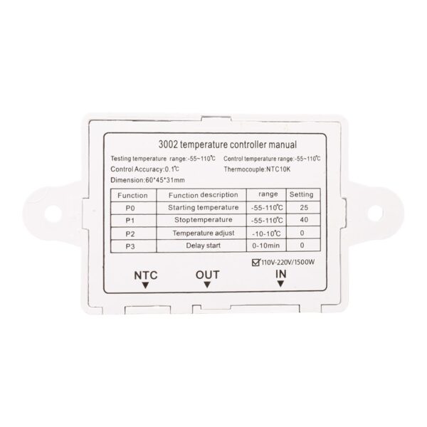 W3002 DİJİTAL EKRAN SICAKLIK KONTROL MODÜLÜ 10A 12V 24V 110V~220V (81) (K0) - Görsel 3