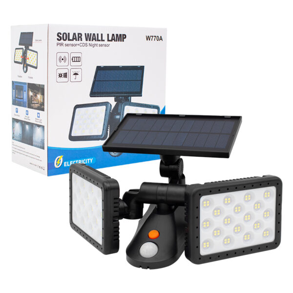 W770A SENSÖRLÜ 144 SMD LEDLİ SOLAR AYDINLATMALI DUVAR LAMBASI (K0) - Görsel 3