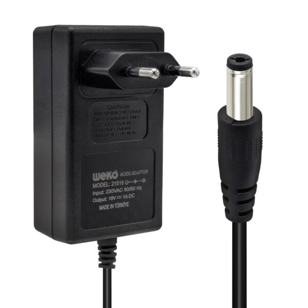 18 VOLT - 1 AMPER 5.5*2.5 UÇLU YERLİ ÜRETİM PRİZ TİPİ ADAPTÖR (K0)