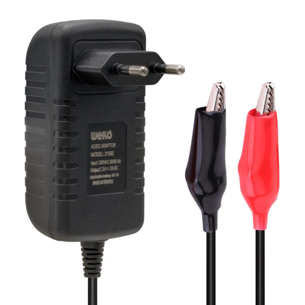 7.2 VOLT - 2 AMPER KROKODİL UÇLU PRİZ TİP LEDLİ YERLİ ÜRETİM AKÜ ŞARJ CİHAZI (OUT:6V2A) (K0)