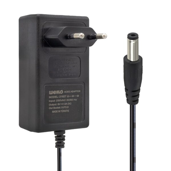 9 VOLT - 2 AMPER 5.5*2.5 UÇLU YERLİ ÜRETİM PLASTİK KASA PRİZ TİPİ KUTUSUZ ADAPTÖR (K0)