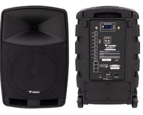 WESTA WAP-12505 300 WATT 12 2 YOLLU 2 EL TELSİZ MİKROFONLU BLUETOOTH ÖZELLİKLİ ŞARJLI AKTİF KABİN HOPARLÖR (K0)