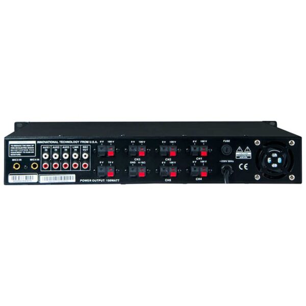 WESTA WM-250UT 250W 100V/70V/4-16 OHM USB/EKO/BT/UK 6 BÖLGELİ 4 MİK.GİRİŞ TRAFOLU ANFİ (K0) - Görsel 2
