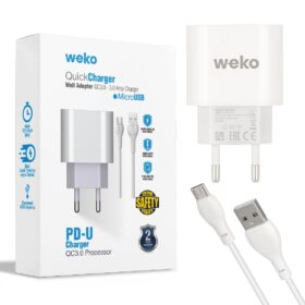 WK-21441 PDU QC 3.0 AMPER ŞARJ BAŞLIK ADAPTÖRÜ + MICRO USB KABLO (NO:1) (K0)
