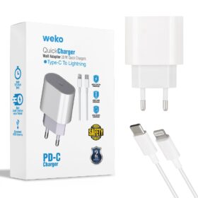 WK-21443 PD-C 20 WATT TYPE-C ŞARJ BAŞLIK ADAPTÖRÜ + TYPE-C TO LIGHTNING KABLO (NO:9) (K0)
