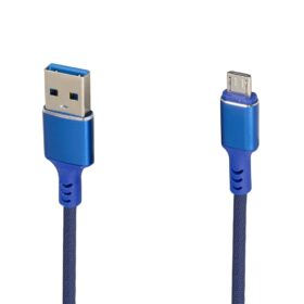 WK-22023 USB TO MICRO USB ÖRGÜLÜ LACİVERT ŞARJ KABLOSU (NO:14) (K0)