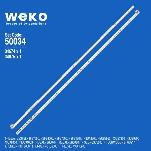 WKSET-5034 34674X1 34675X1 17ELB43ULR3 7020PKG 2 ADET LED BAR (K0)