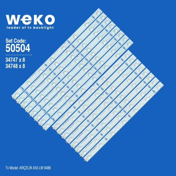 WKSET-5504 34747X8 34748X8 ARCELİK_55_ZJG ZJD 16 ADET LED BAR (K0)
