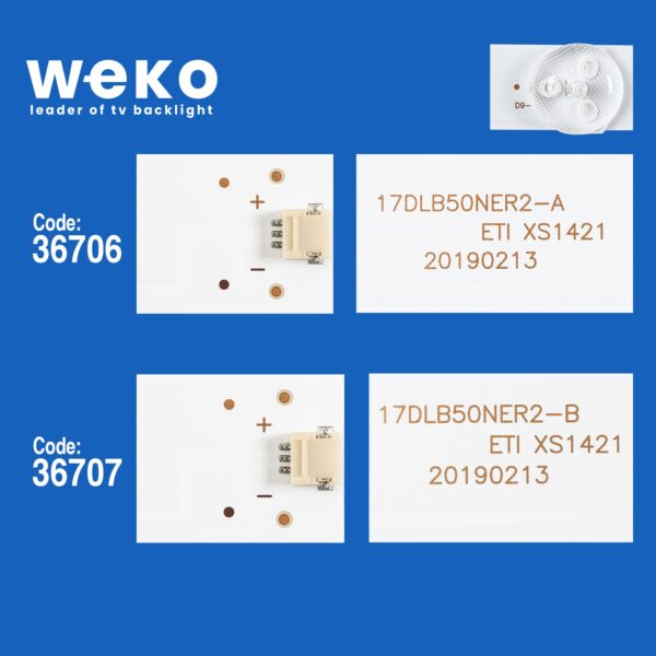 WKSET-5792 36706X2 36707X1 17DLB50NER2-A/B 3 ADET LED BAR (K0) - Görsel 2