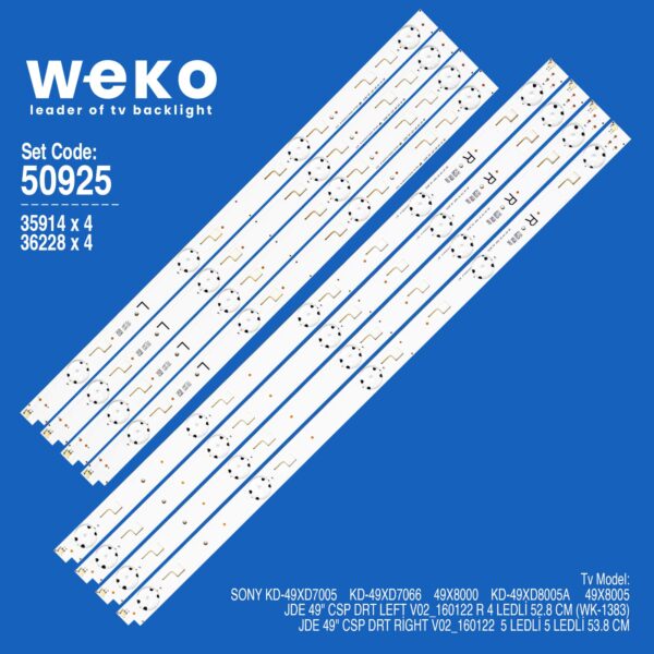 WKSET-5925 35914X4 36228X4 JDE 49 CSP DRT LEFT/RIGHT 8 ADET LED BAR (81) (K0)