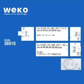 WKSET-6212 36916X6 GJ-2K15-D2P5-480-D611-V3  6 ADET LED BAR (K0)