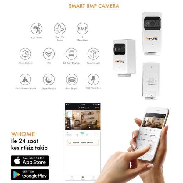 YAPAY ZEKA DESTEKLİ 4K 8 MP GECE GÖRÜŞLÜ PTZ KAMERA (128 GB TF KART DESTEKLİ) (K0) - Görsel 3