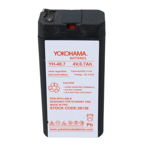 YOKOHAMA YH-40.7 4 VOLT - 0.7 AMPER KURU AKÜ (34X22X64 MM) (K0) - Görsel 3