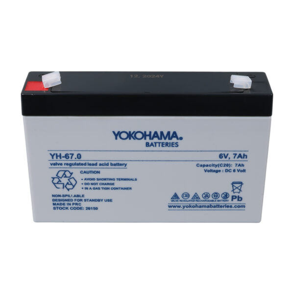 YOKOHAMA YH-67.0 6 VOLT - 7 AMPER KURU AKÜ (150 X 30 X 94 MM) (K0) - Görsel 3