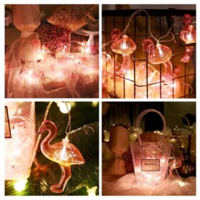 10&amp;apos;lu Pilli Led Flamingo Dekoratif Işık Zinciri Aydınlatma 1,5 Mt (K0)