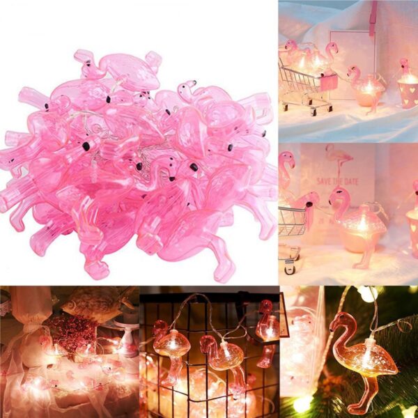 10&amp;apos;lu Pilli Led Flamingo Dekoratif Işık Zinciri Aydınlatma 1,5 Mt (K0) - Görsel 2