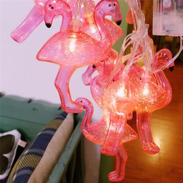 10&amp;apos;lu Pilli Led Flamingo Dekoratif Işık Zinciri Aydınlatma 1,5 Mt (K0) - Görsel 3