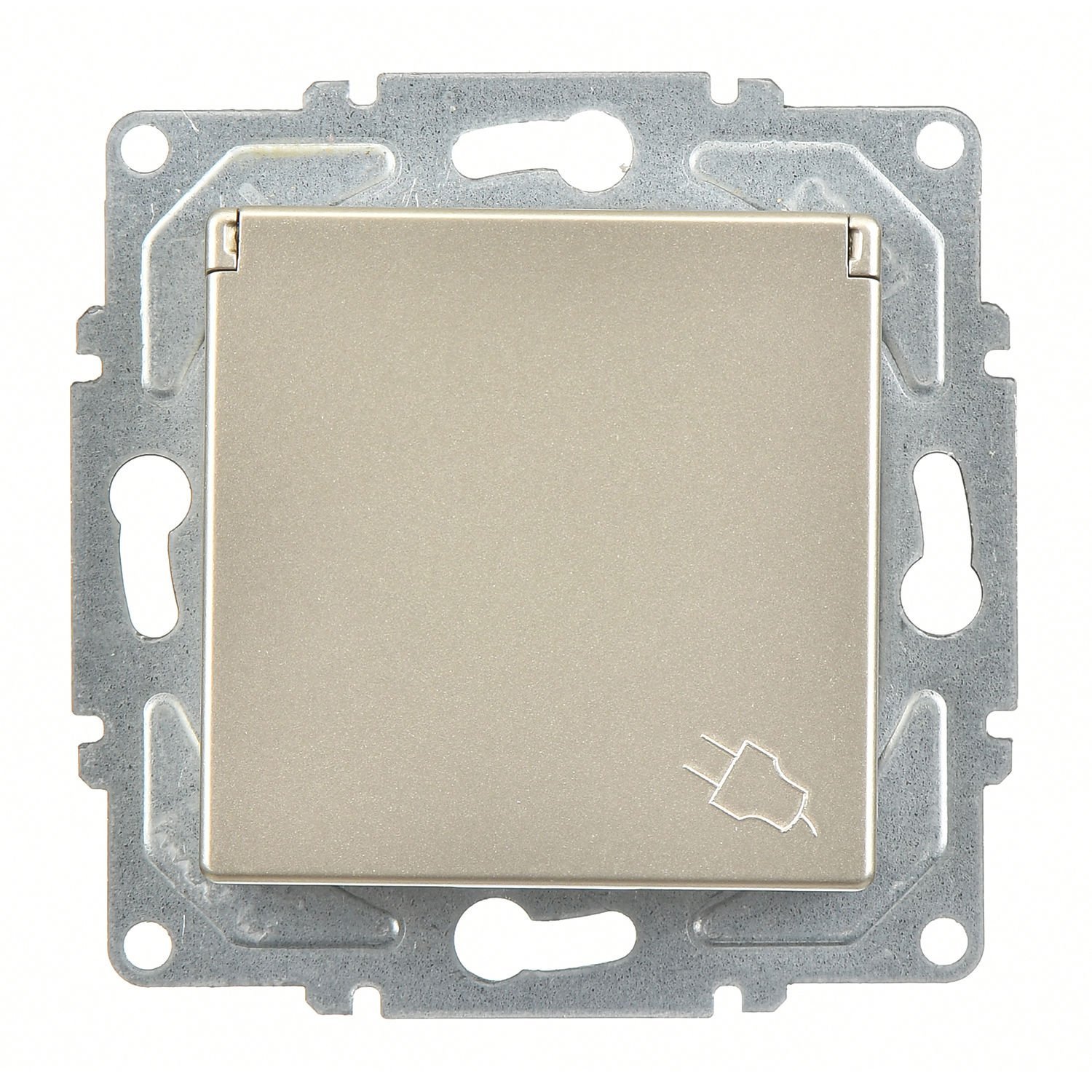 Günsan Eqona Metalik Bej Çocuk Korumalı Kapaklı Topraklı Priz- 16A 250V - Klipsli - Görsel 2