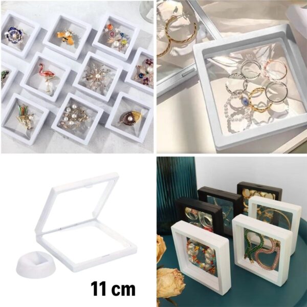 11x11cm Standlı 3D Takı Ziynet Hatıra Koleksiyon Saklama Kutusu Şeffaf Film Çerçevesi (K0) - Görsel 4