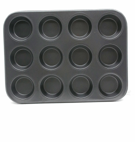 12 GÖZLÜ METAL - SİYAH DÜZ MUFFIN KALIP (K0)