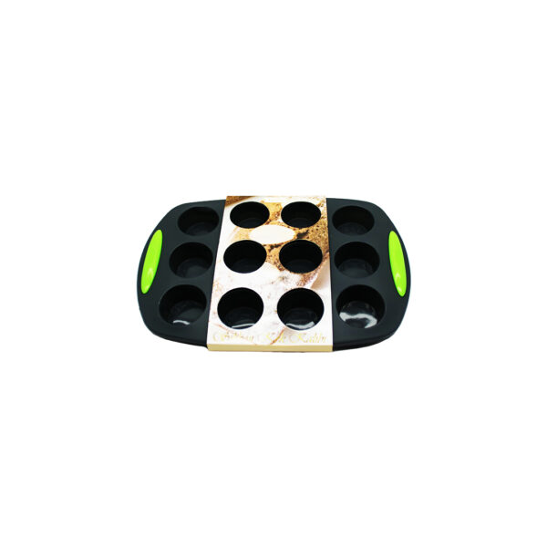 12 GÖZLÜ SİLİKON - SİYAH MUFFIN KEK KALIBI 30CM (K0)