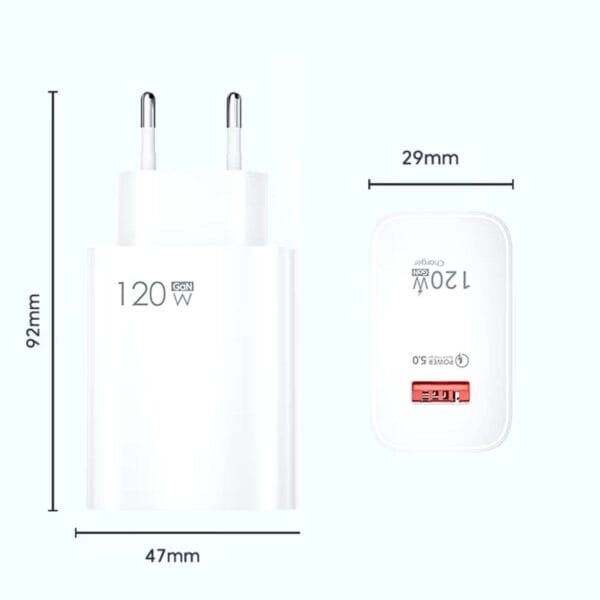 120W USB Hızlı Type C Uçlu Kablolu Şarj Aleti (K0) - Görsel 5