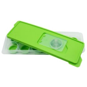 12li Kapaklı Yapışmaz Silikon Tabanlı Plastik Küp Buz Kalıbı (K0)