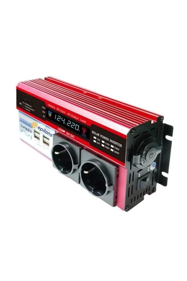12v 2000w Araç Ve Güneş Enerjisi Uyumlu Modifiye Sinus Inverter Çift Usb Çift Priz Ve Çakmaklıklı (K0) - Görsel 2