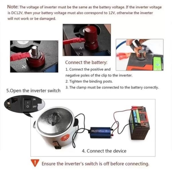12v 2000w Araç Ve Güneş Enerjisi Uyumlu Modifiye Sinus Inverter Çift Usb Çift Priz Ve Çakmaklıklı (K0) - Görsel 5