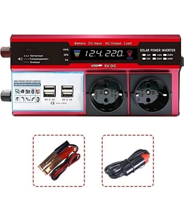 12v 2000w Modifiye Sinüs İnverter Araç Ve Güneş Enerjisi Uyumlu, Çift Usb, Çift Priz Ve Çakmaklık Epilons (K0)