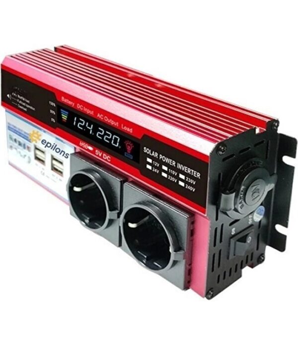 12v 2000w Modifiye Sinüs İnverter Araç Ve Güneş Enerjisi Uyumlu, Çift Usb, Çift Priz Ve Çakmaklık Epilons (K0) - Görsel 2