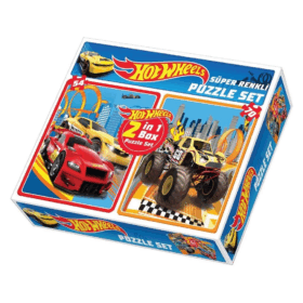 Çocuk 1535 DıyToy Süper Renkli 2'li Puzzle Set - Hot Wheels / 54+70 Parça Puzzle